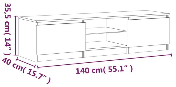 VidaXL szürke sonoma színű TV-szekrény LED-ekkel 140 x 40 x 35,5 cm