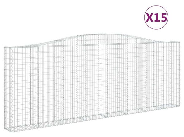 VidaXL 15 db íves horganyzott vas gabion kosár 400x30x140/160 cm