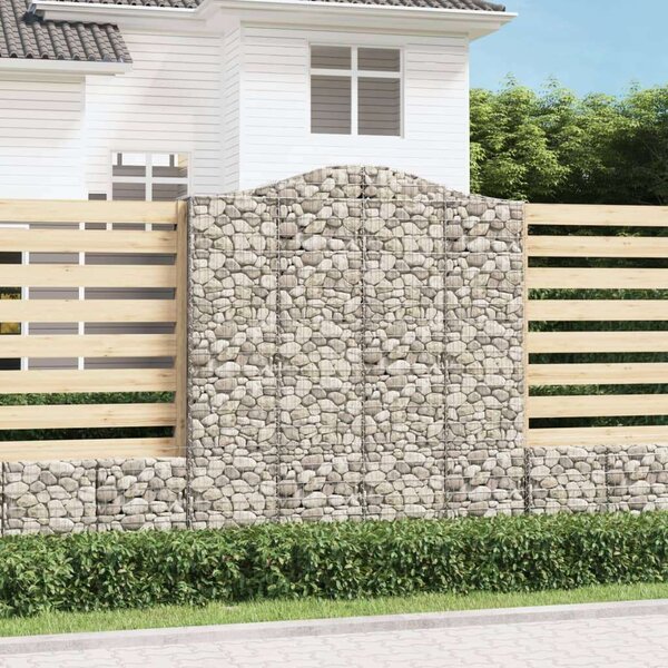 VidaXL 3 db íves horganyzott vas gabion kosár 200x30x220/240 cm