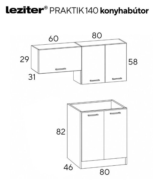 Praktik 140 panel konyhabútor