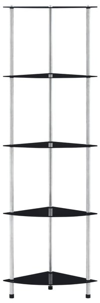 5 szintes fekete edzett üveg polc 30 x 30 x 130 cm