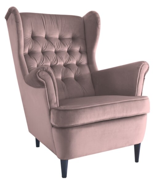 HARRY VELVET füles fotel, antik rózsaszín