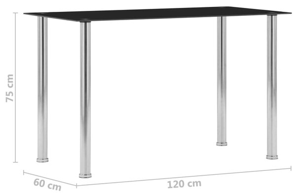 Fekete edzett üveg étkezőasztal 120 x 60 x 75 cm