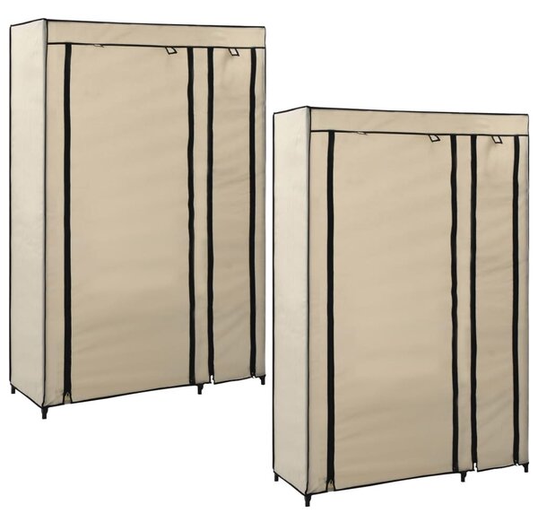 2 db krémszínű összecsukható szövet ruhásszekrény 110x45x175 cm