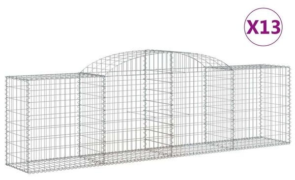VidaXL 13 db íves horganyzott vas gabion kosár 300x50x80/100 cm