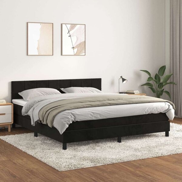 VidaXL Fekete Bársony Ágy - 160x200 cm
