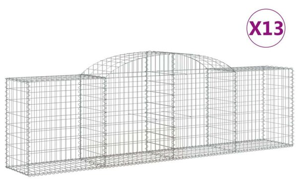 VidaXL 13 db íves horganyzott vas gabion kosár 300x50x80/100 cm