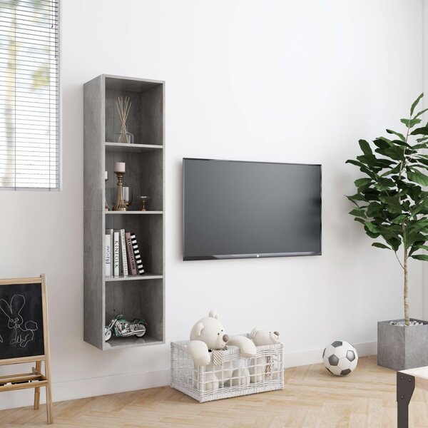 Betonszürke könyv-/TV-szekrény 143 x 30 x 36 cm
