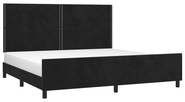 VidaXL fekete bársony ágykeret fejtámlával 200 x 200 cm