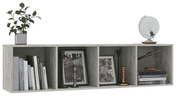 Betonszürke könyv-/TV-szekrény 143 x 30 x 36 cm