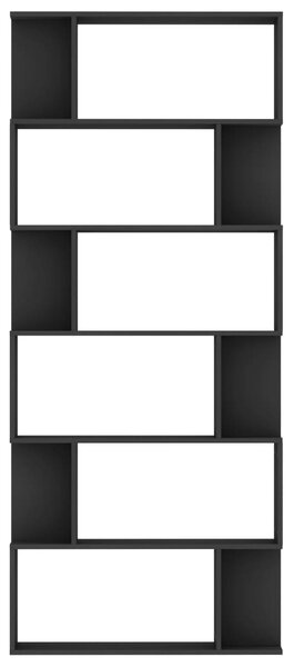 Fekete szerelt fa könyvszekrény/térelválasztó 80 x 24 x 192 cm