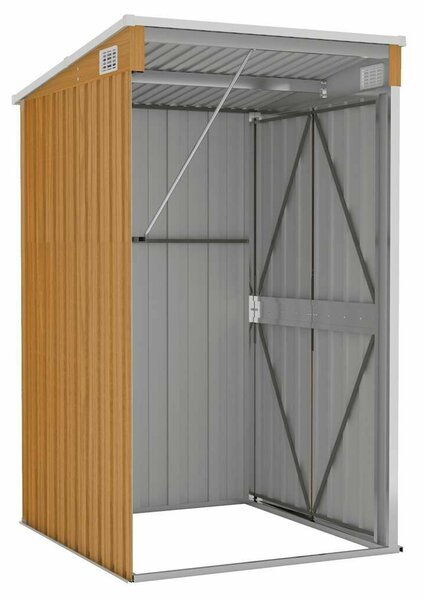 VidaXL barna acél falhoz erősíthető kerti fészer 118x100x178 cm