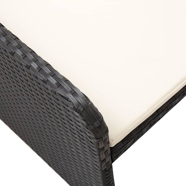 VidaXL 2 részes fekete polyrattan kerti bútorszett párnákkal