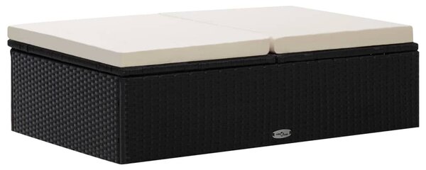 VidaXL 2 részes fekete polyrattan kerti bútorszett párnákkal
