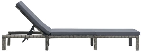 Antracitszürke polyrattan napozóágy párnával