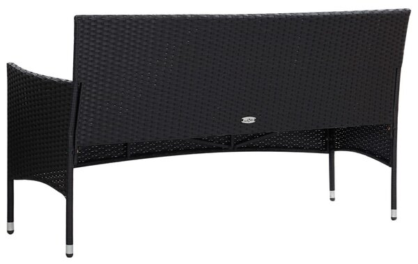 5 részes fekete polyrattan kerti bútorszett párnákkal