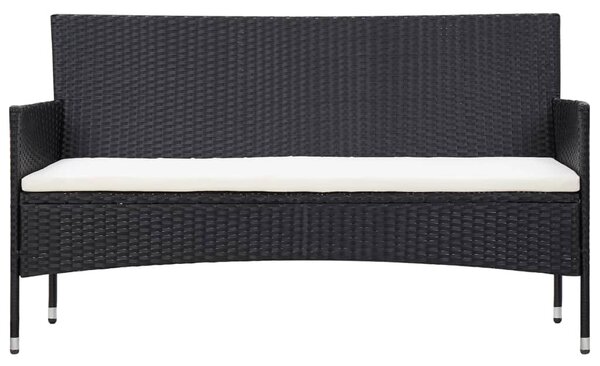 5 részes fekete polyrattan kerti bútorszett párnákkal