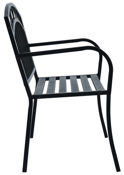 Fekete acél kerti pad 125 cm