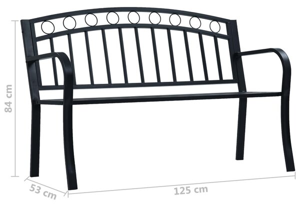 Fekete acél kerti pad 125 cm