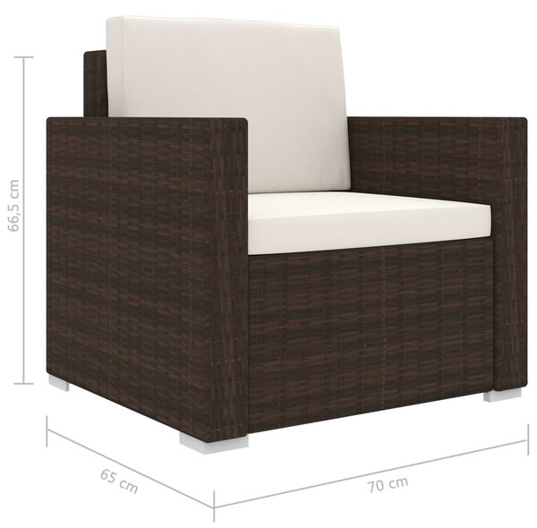 VidaXL 11 részes barna polyrattan kerti bútorszett párnákkal