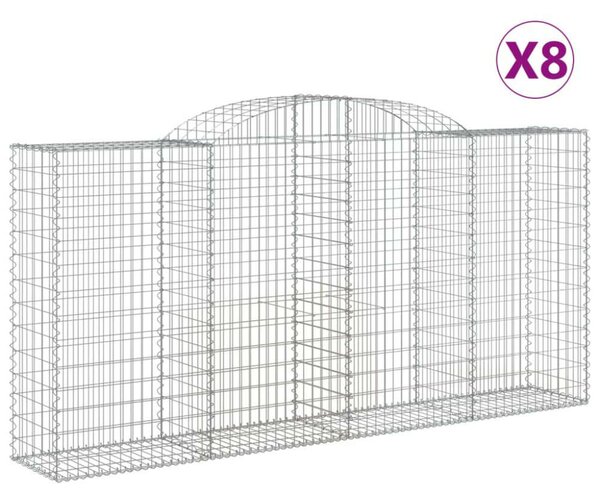 VidaXL 8 db íves horganyzott vas gabion kosár 300x50x140/160 cm