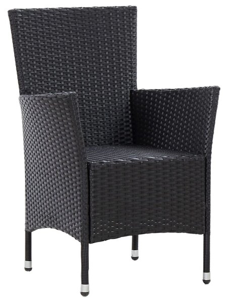 5 részes fekete polyrattan kültéri étkezőszett párnákkal