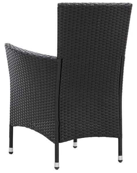 5 részes fekete polyrattan kültéri étkezőszett párnákkal
