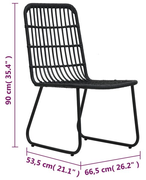 2 db fekete polyrattan kerti szék