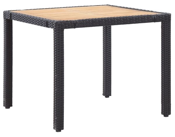 5 részes fekete polyrattan kültéri étkezőszett párnákkal