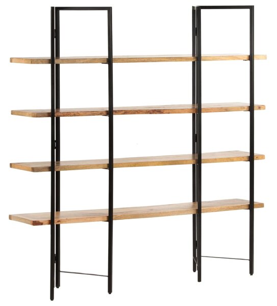 4 szintes tömör mangófa könyvespolc 160 x 35 x 160 cm