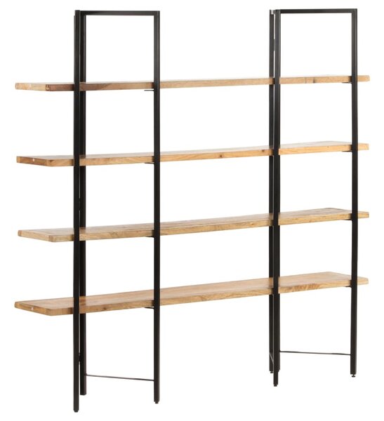 4 szintes tömör mangófa könyvespolc 160 x 35 x 160 cm
