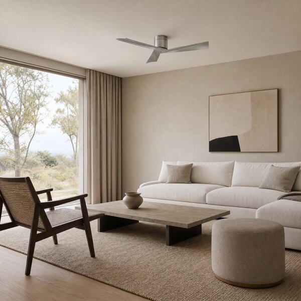 Ventoro mennyezeti ventilátor, ezüst, fém, Ø 132 cm – Lucande Lucande, Ventoro, Fémes, Nappali, Fém, Modern
