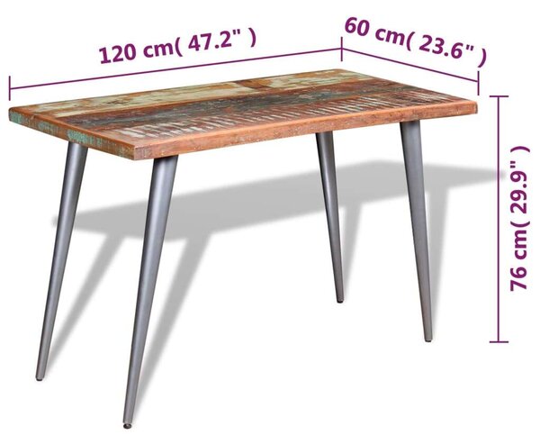 VidaXL Rusztikus Étkezőasztal - Újrahasznosított Fa - 120x60 cm
