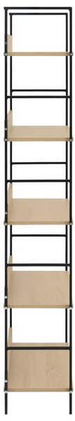 5 szintes tölgyszínű szerelt fa könyvespolc 60x27,6x158,5 cm