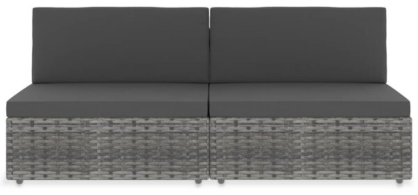 2 személyes szürke elemes polyrattan kanapé