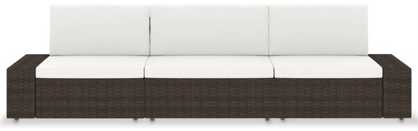3 személyes barna elemes polyrattan kanapé