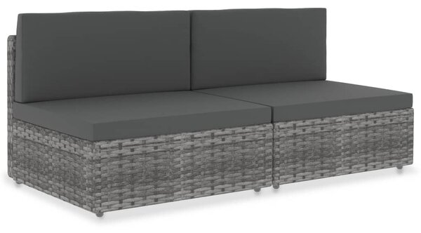 2 személyes szürke elemes polyrattan kanapé
