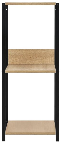 Fekete és tölgyszínű szerelt fa könyvespolc 33,5x39,6x79,7 cm