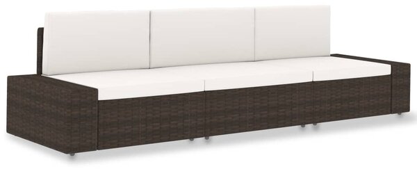 3 személyes barna elemes polyrattan kanapé
