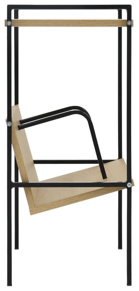2-szintes fekete és tölgy szerelt fa könyvespolc 52x28x59 cm