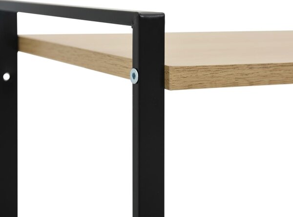 2-szintes fekete és tölgy szerelt fa könyvespolc 52x28x59 cm