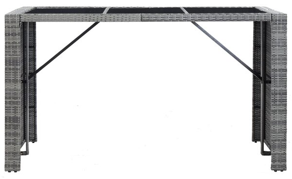 7 darabos szürke polyrattan kerti bárszett párnákkal