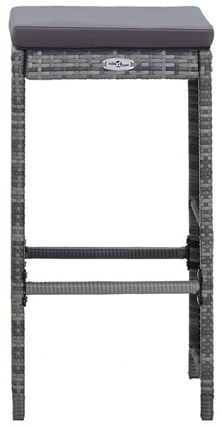 7 darabos szürke polyrattan kerti bárszett párnákkal
