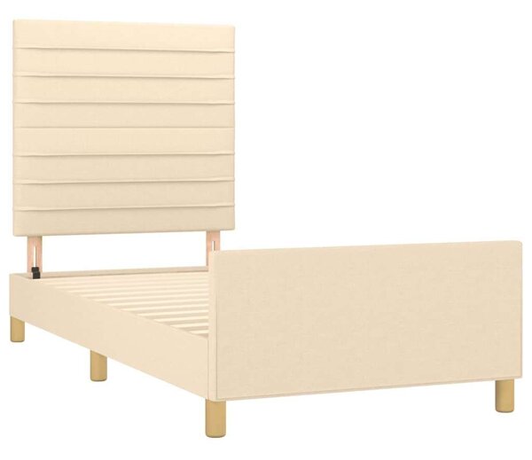 VidaXL krémszínű szövet ágykeret fejtámlával 80 x 200 cm