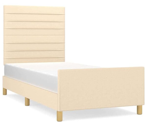 VidaXL krémszínű szövet ágykeret fejtámlával 80 x 200 cm