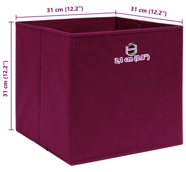 4 db sötétpiros szövet tárolódoboz 32 x 32 x 32 cm