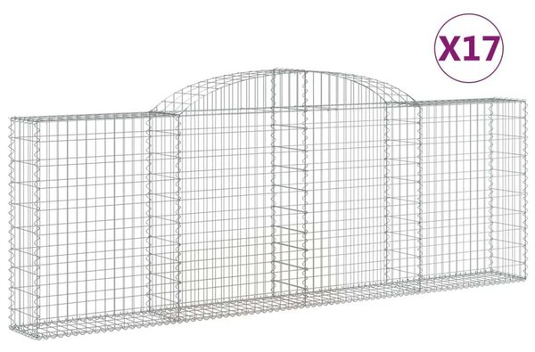 VidaXL 17 db íves horganyzott vas gabion kosár 300 x 30 x 100/120 cm