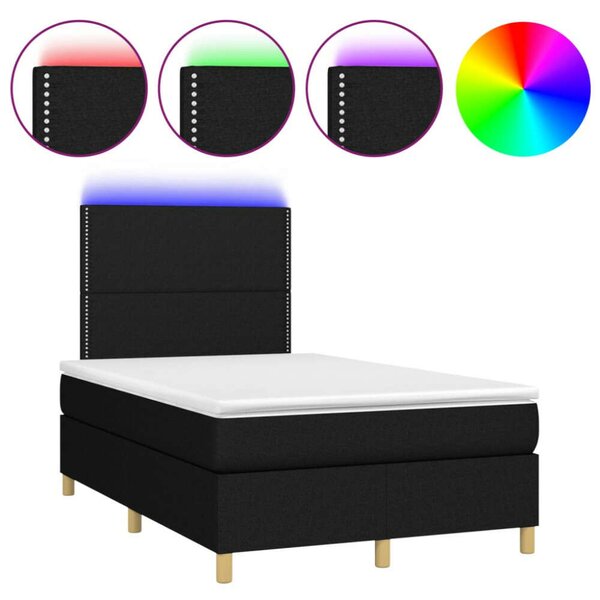 VidaXL LED-es Ágy Matraccal - Fekete - 120x200 cm