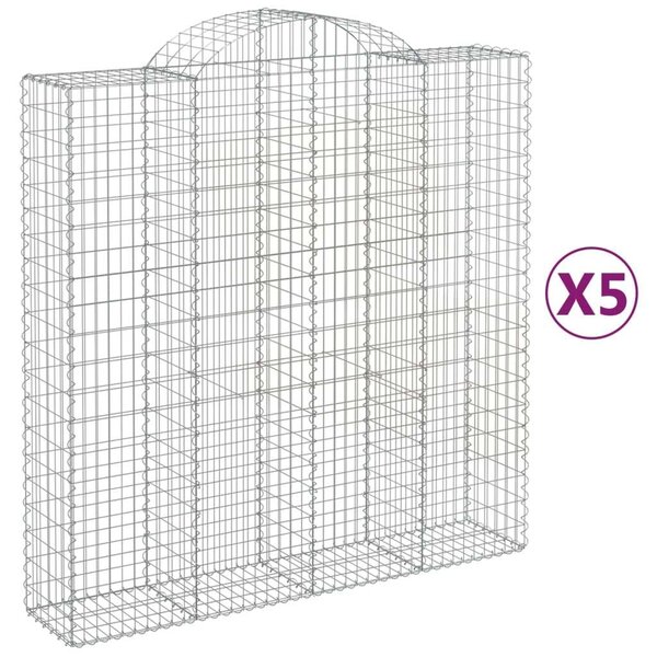 VidaXL 5 db íves horganyzott vas gabion kosár 200x50x200/220 cm