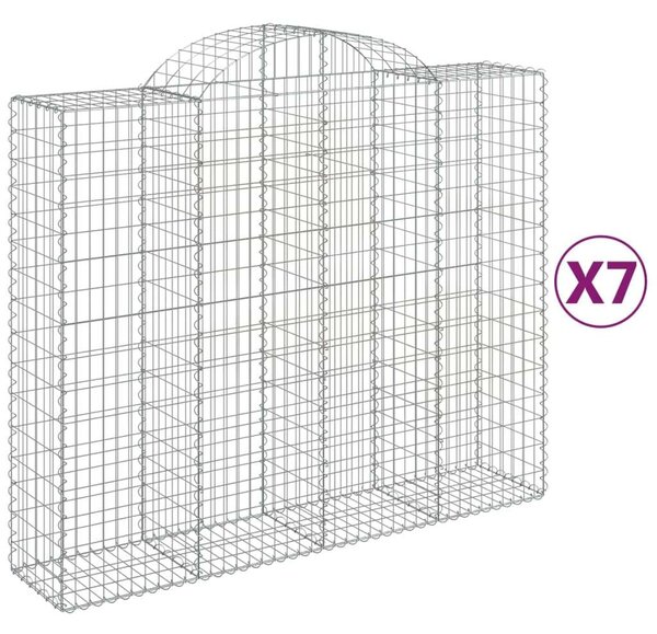 VidaXL 7 db íves horganyzott vas gabion kosár 200x50x160/180 cm